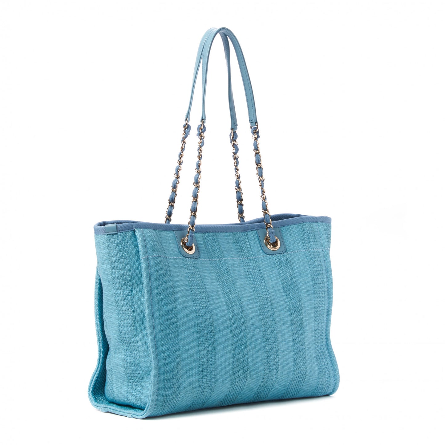 Mixed Fibers Striped Small Deauville Tote Blue