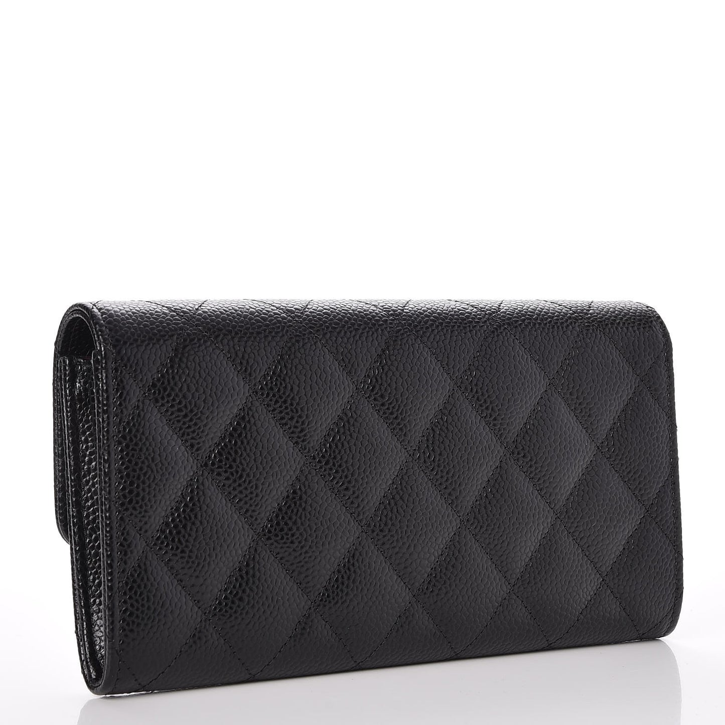 Caviar Quilted Large Flap Wallet Black