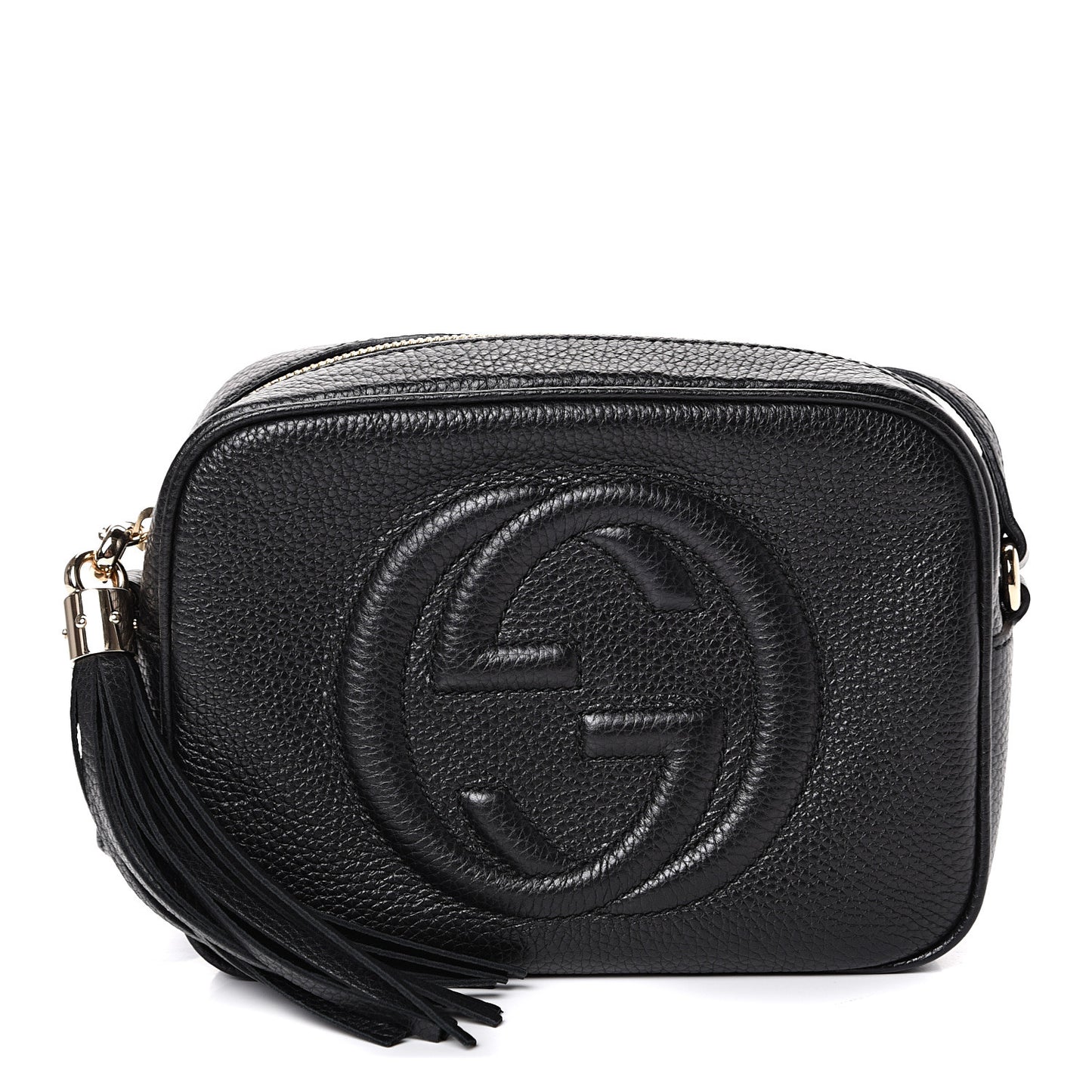 Pebbled Calfskin Small Soho Disco Bag Black