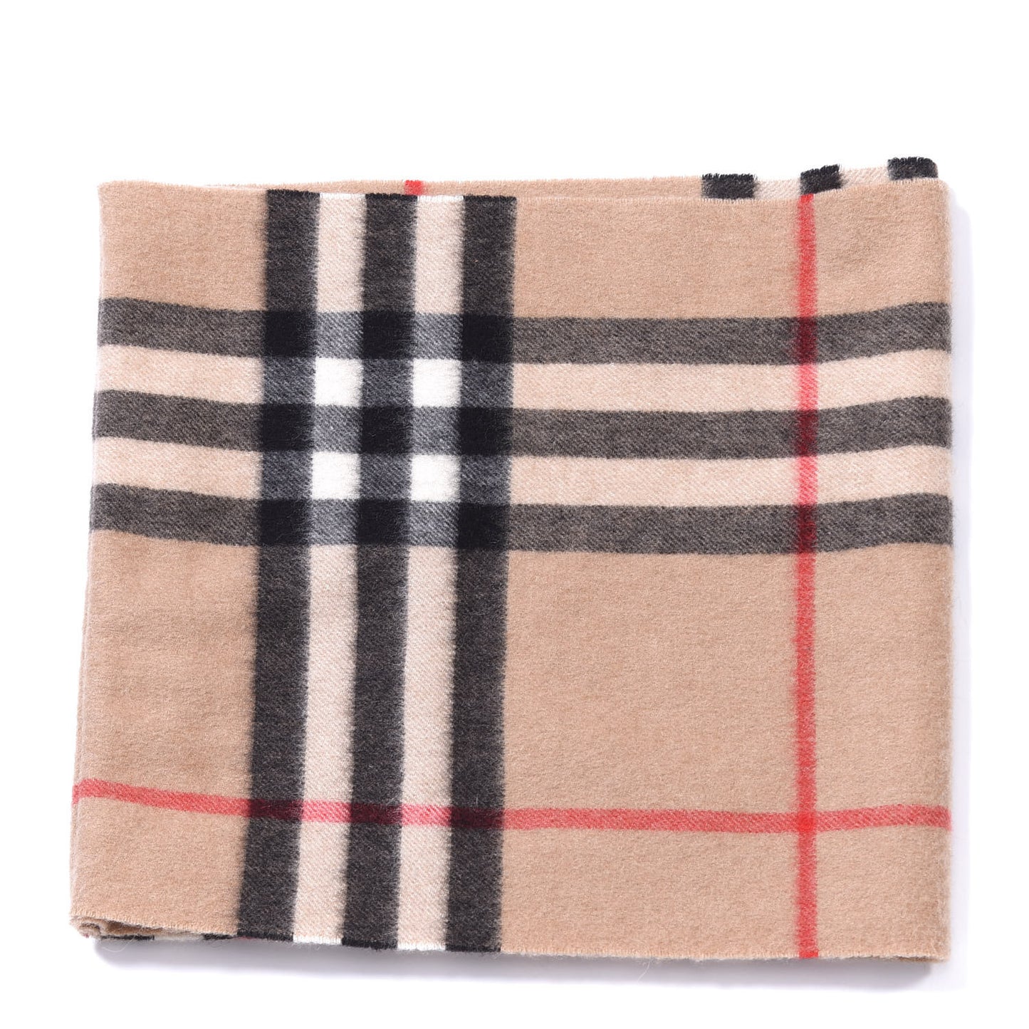 Children's Cashmere Check Snood Scarf Camel