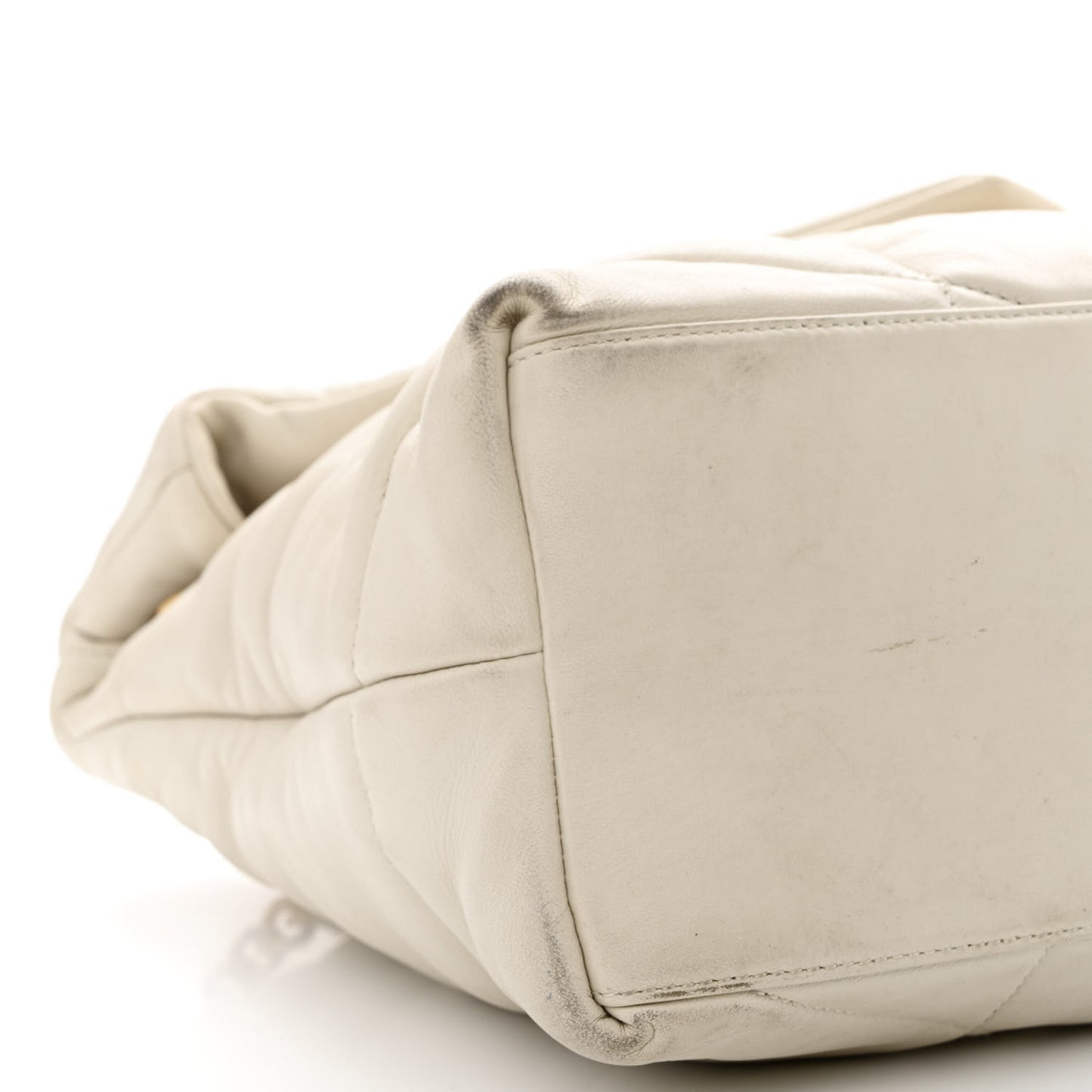 Lambskin Quilted Medium Loulou Puffer Monogram Chain Satchel Crema Soft