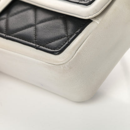 Chanel Calfskin Quilted Medium Graphic Flap Black White 10 of 13