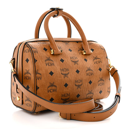 MCM Visetos Small Essential Boston Bag Cognac 3 of 9