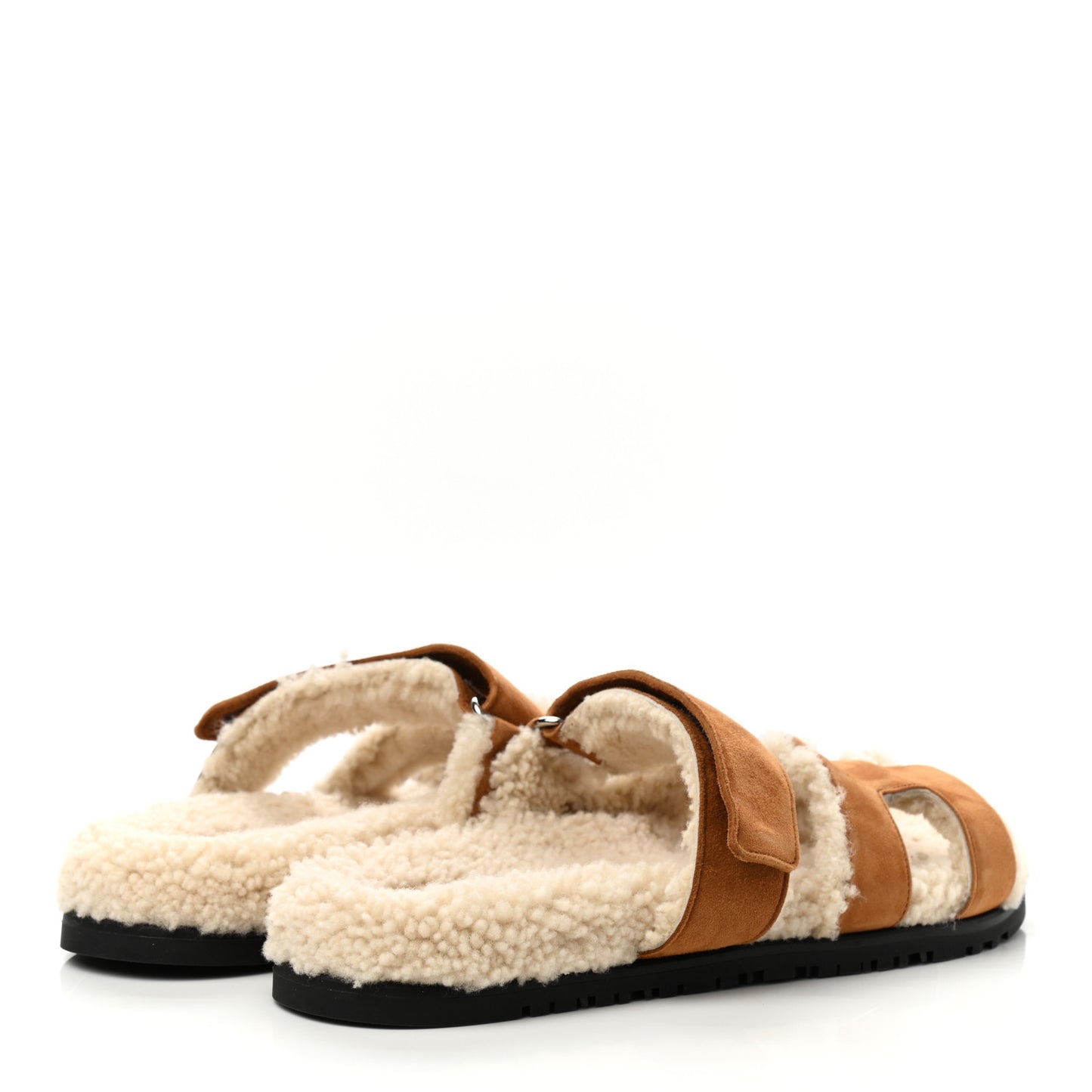 Suede Goatskin Woolskin Womens Chypre Sandals 39 Brun Fume Ecru