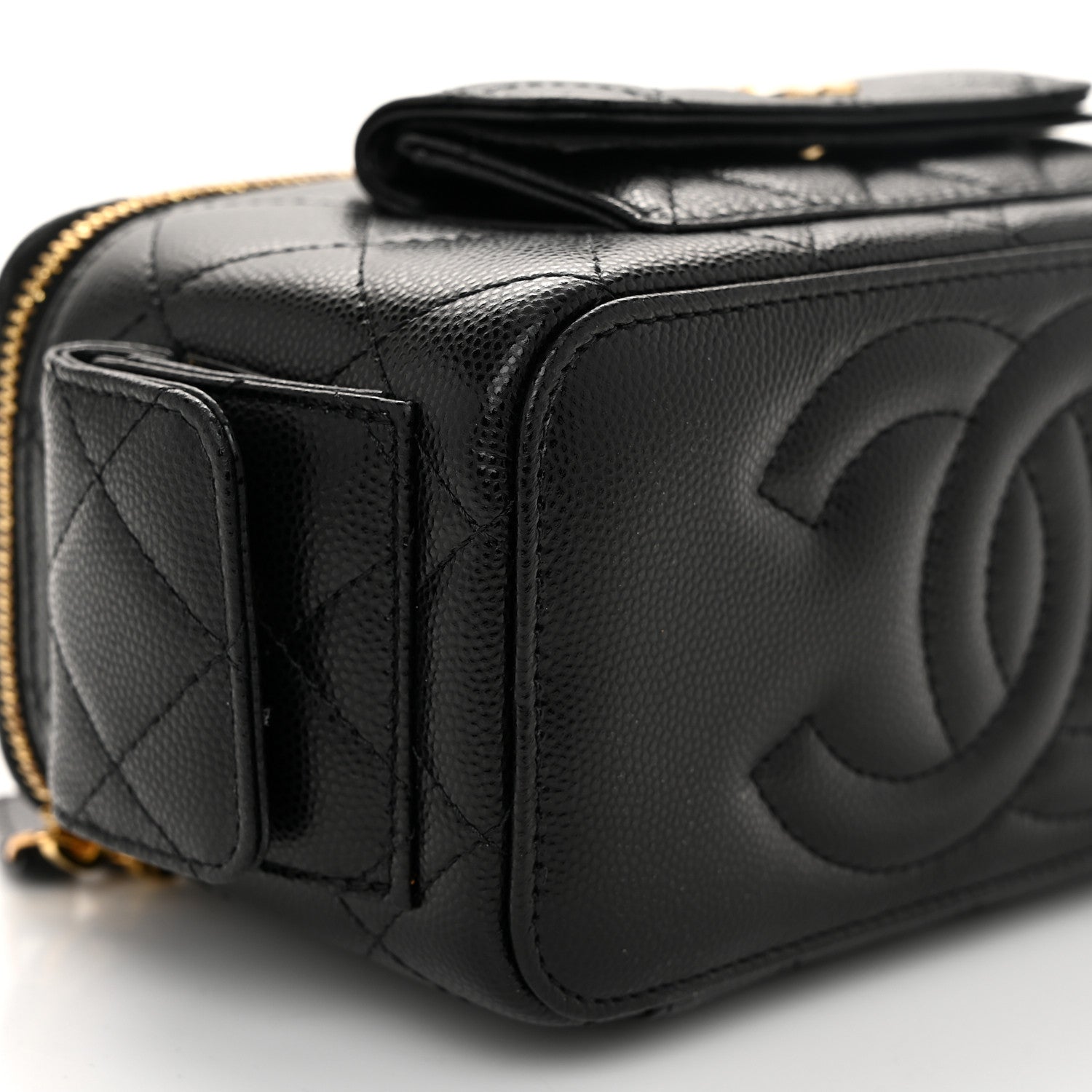 Chanel Caviar Quilted Polly Pocket East West Top Vanity With Chain Black 9 of 11