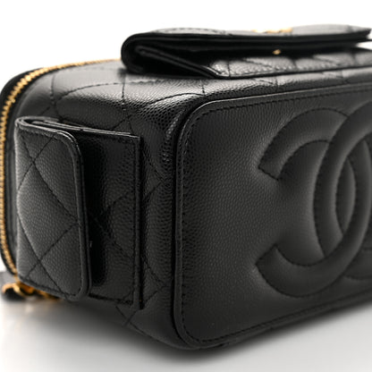 Chanel Caviar Quilted Polly Pocket East West Top Vanity With Chain Black 9 of 11