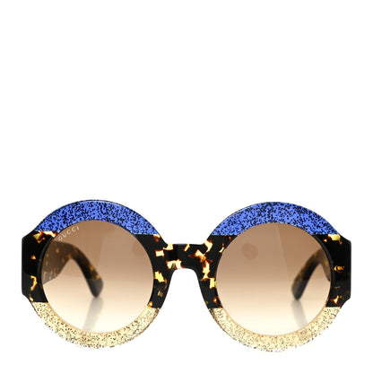 Gucci Acetate Round GG0084S Sunglasses Glitter Blue Multi 2 of 8