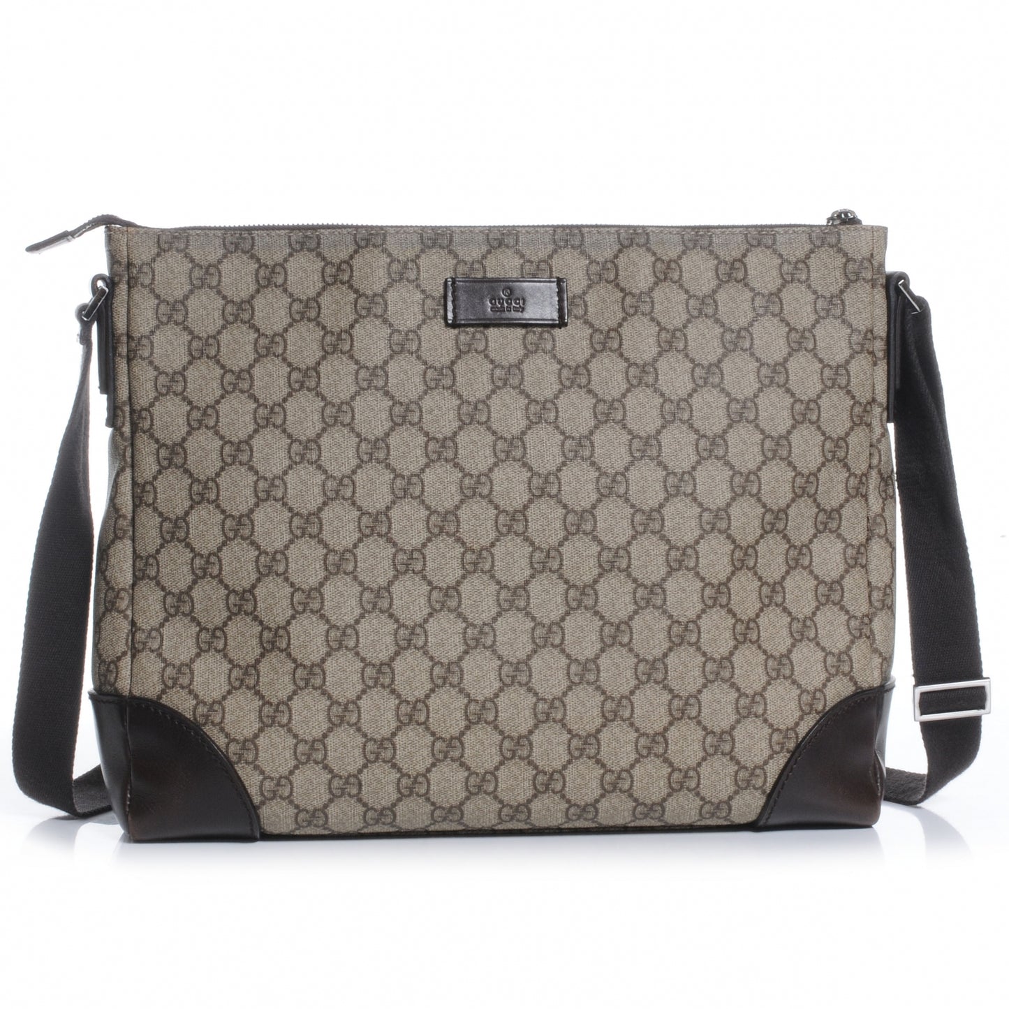 Denim Monogram Flat Messenger Bag Black
