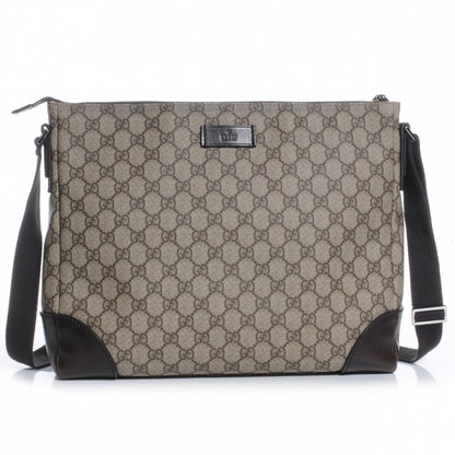 Gucci Denim Monogram Flat Messenger Bag Black 1 of 10