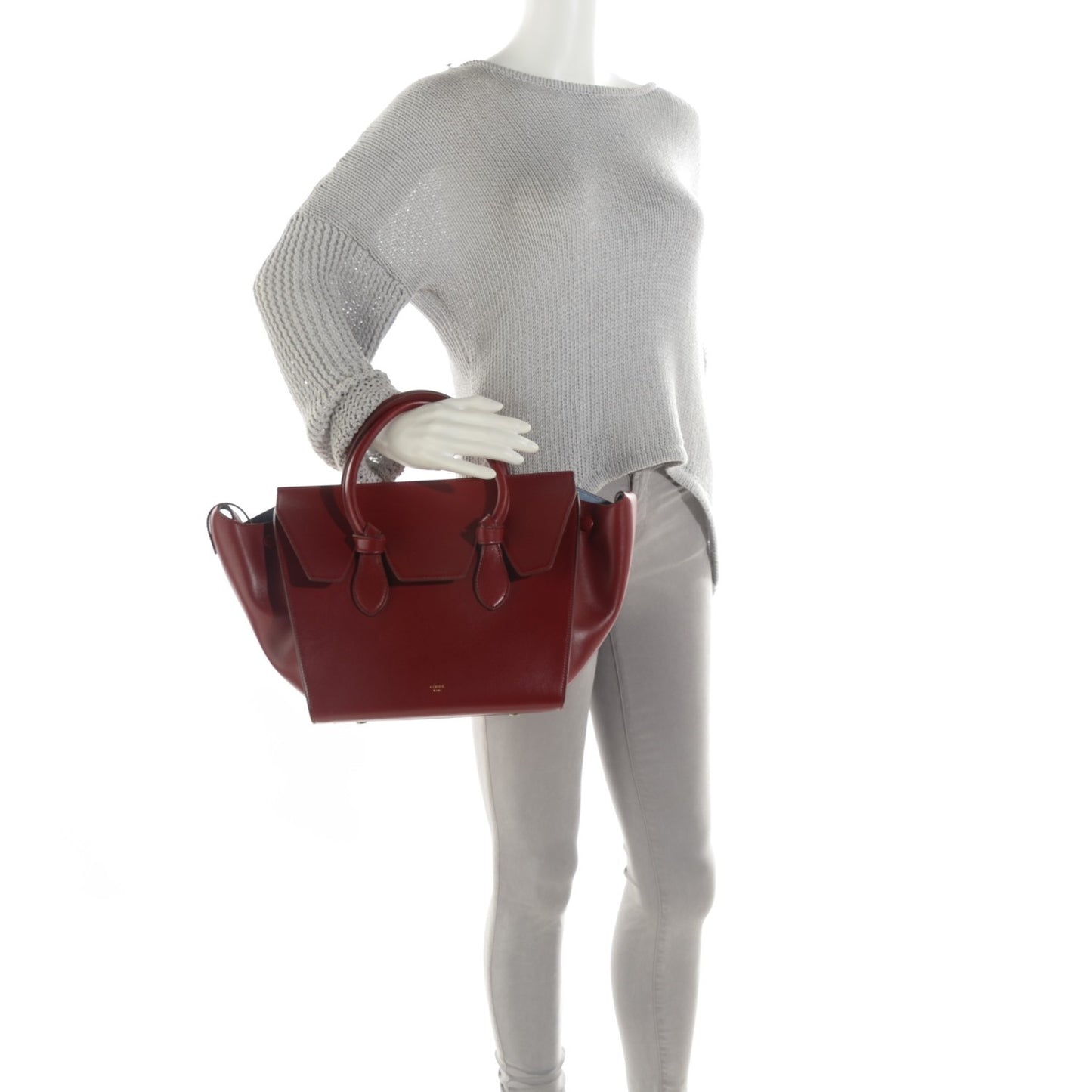 Palmelato Calfskin Mini Tie Knot Tote Red