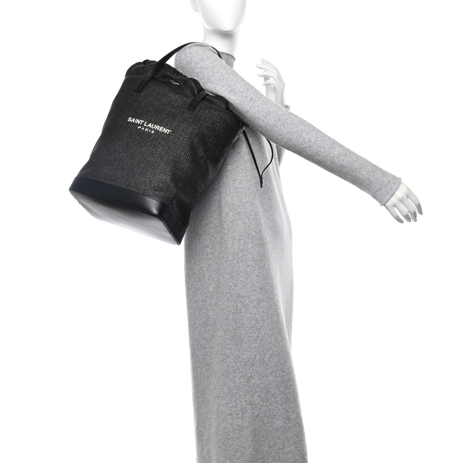 Saint Laurent Linen Canvas Teddy Shopping Bag Black 2 of 11