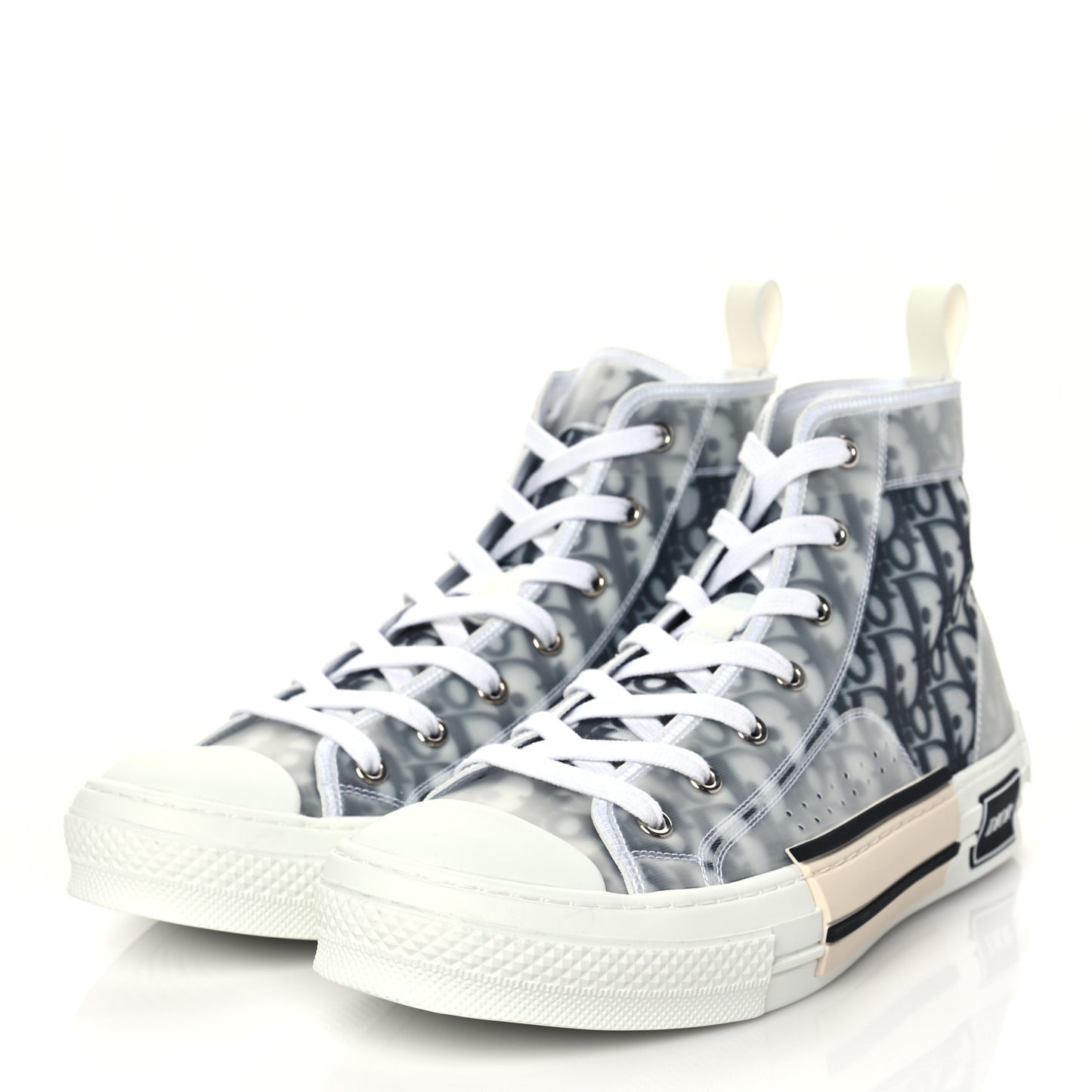 Technical Canvas Oblique Mens B23 High Top Sneakers 43 White Black