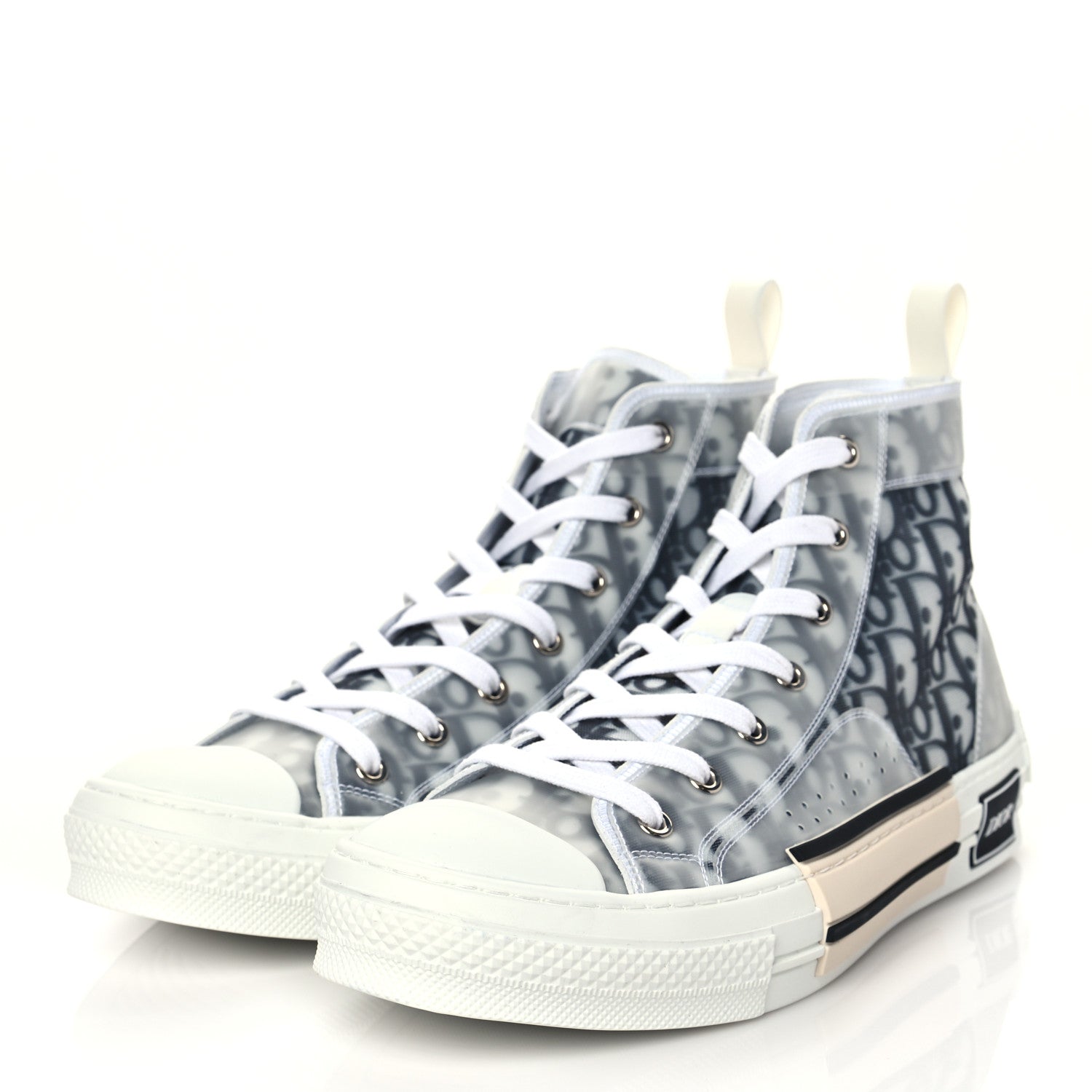 Christian Dior Technical Canvas Oblique Mens B23 High Top Sneakers 43 White Black 2 of 8