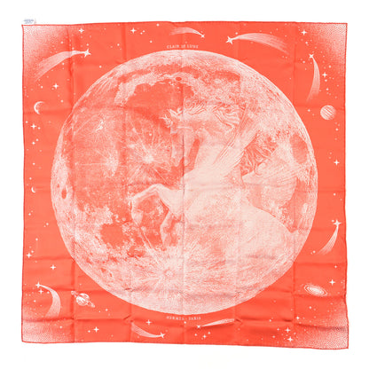 Hermes Silk Clair De Lune Scarf 90 Orange Gris White 1 of 5