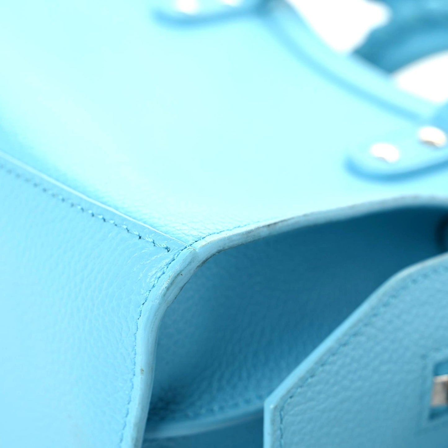 Grained Calfskin Neo Classic Silver Hardware Mini City Azur