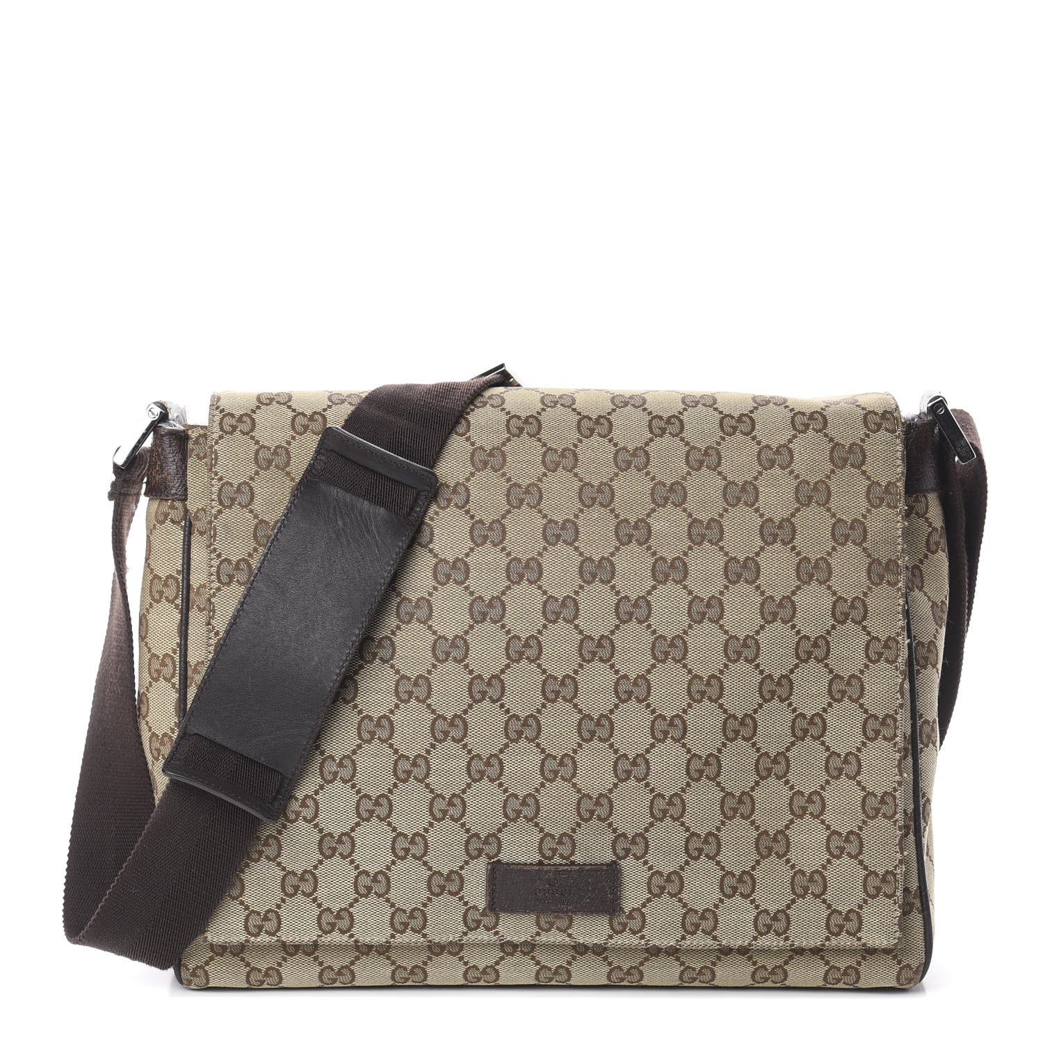 Gucci Monogram Small Flap Messenger Bag Beige Dark Brown 1 of 8