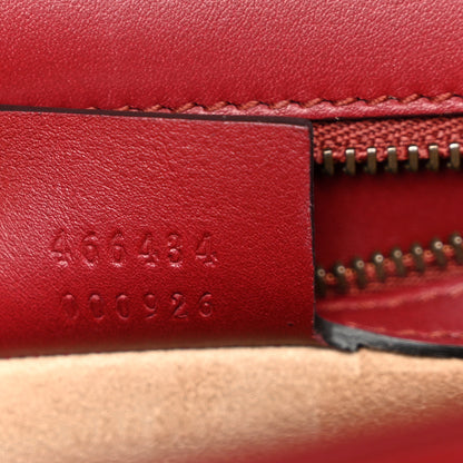Gucci Glossy Calfskin Snakeskin Studded Fox Broche Bamboo Top Handle Bag Red 7 of 11