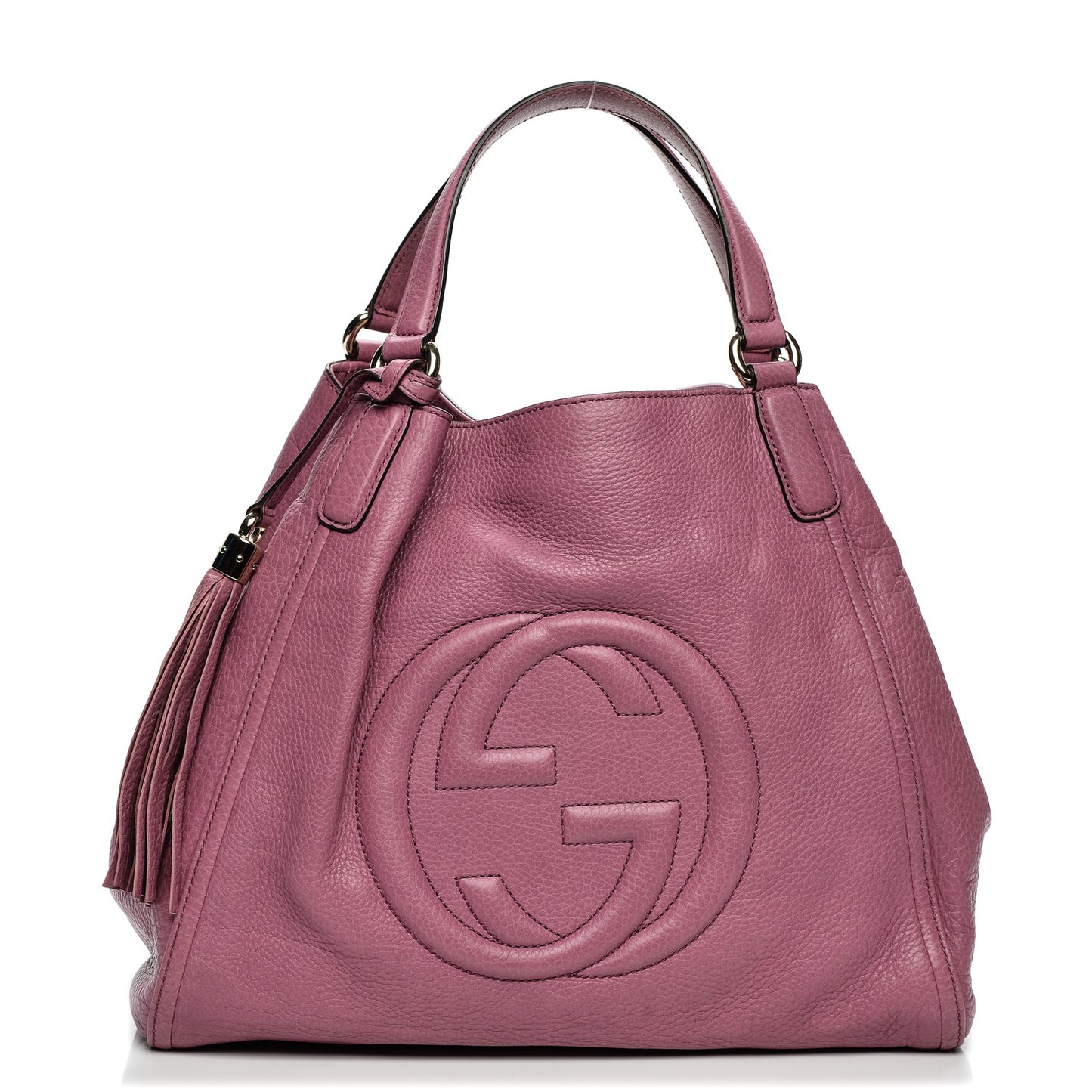 Pebbled Calfskin Medium Soho Shoulder Bag Fresia Rose