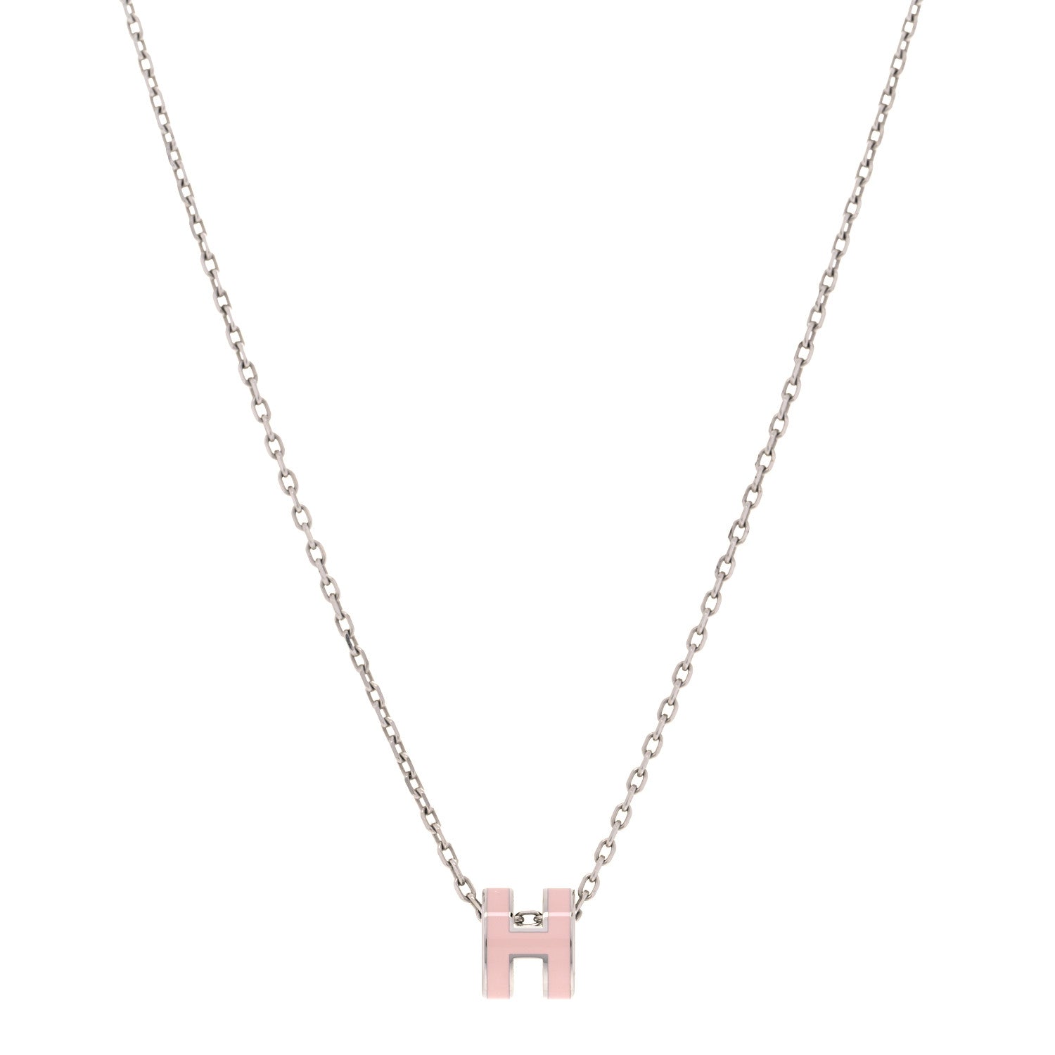 Hermes Palladium Mini Pop H Pendant Necklace Rose Dragee 1 of 9