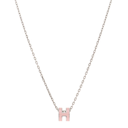 Hermes Palladium Mini Pop H Pendant Necklace Rose Dragee 1 of 9