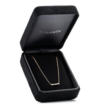 Tiffany 18K Rose Gold Diamond Fleur de Lis Key Bar Pendant Necklace 6 of 6