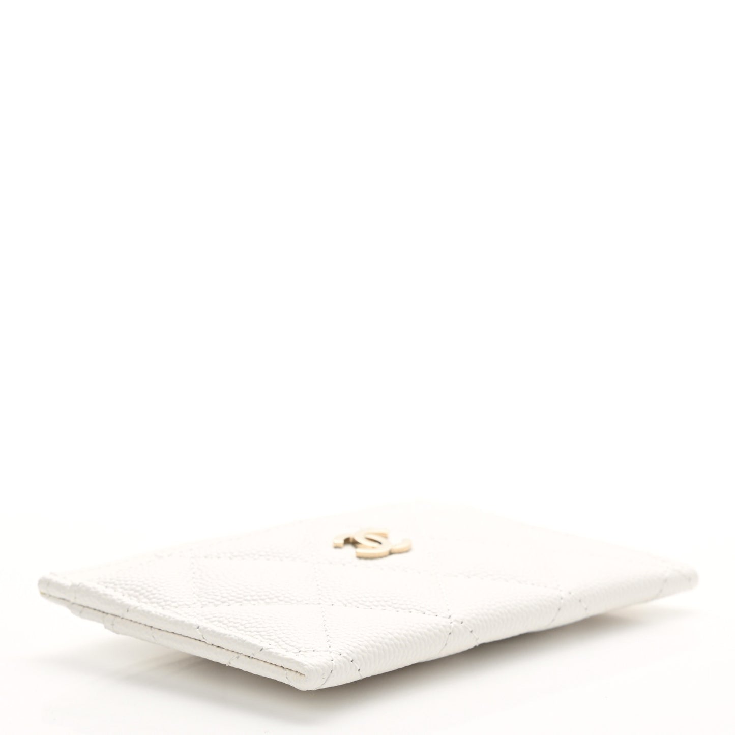 Caviar Quilted Card Holder White