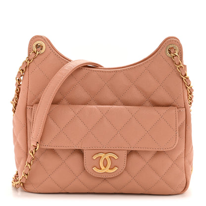Chanel Caviar Quilted Wavy CC Hobo Beige 1 of 14