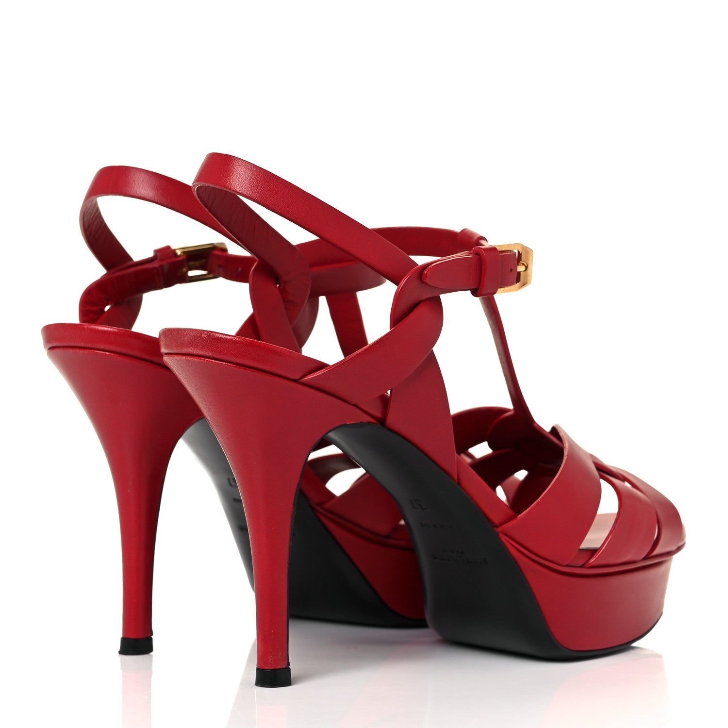 Saint Laurent Calfskin Tribute 75 Platform Sandals 37 Rouge Orient 4 of 9