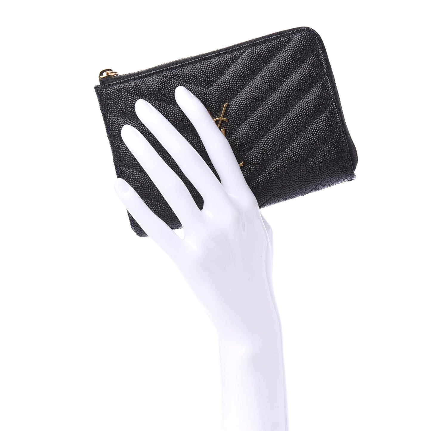 Grain de Poudre Matelasse Monogram Key Pouch Black
