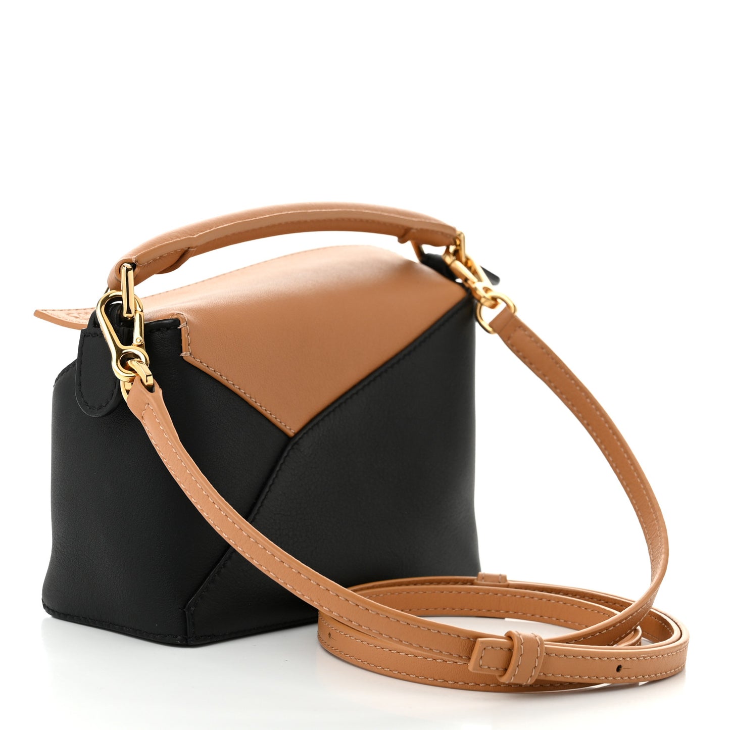 Calfskin Mini Puzzle Edge Bag Warm Desert Black