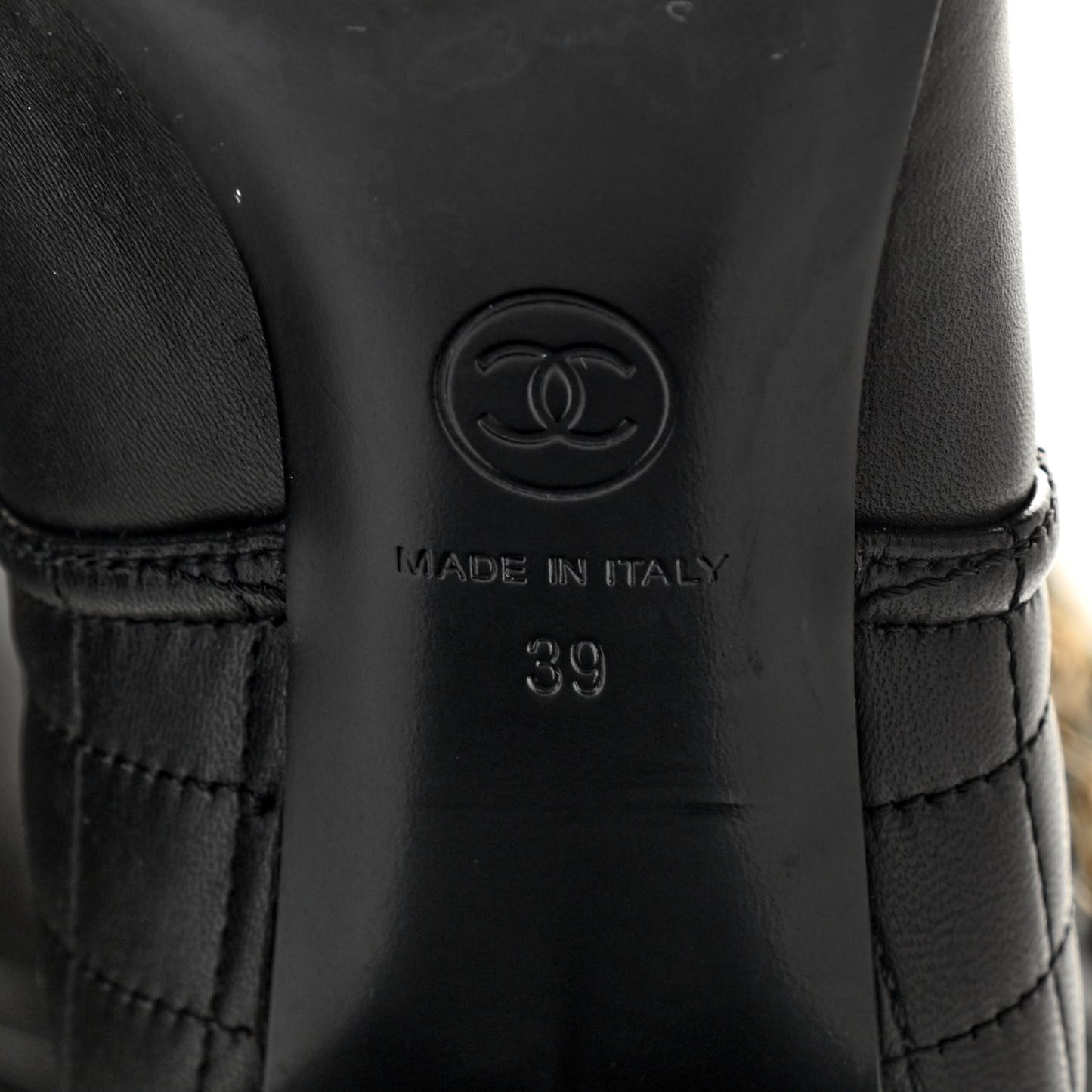 Lambskin Patent Calfskin Chained High Boots 39 Black