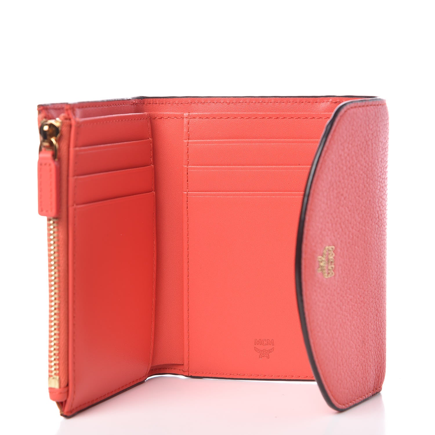 MCM Visetos Grained Calfskin Tri-Fold Wallet Marigold Orange 5 of 8