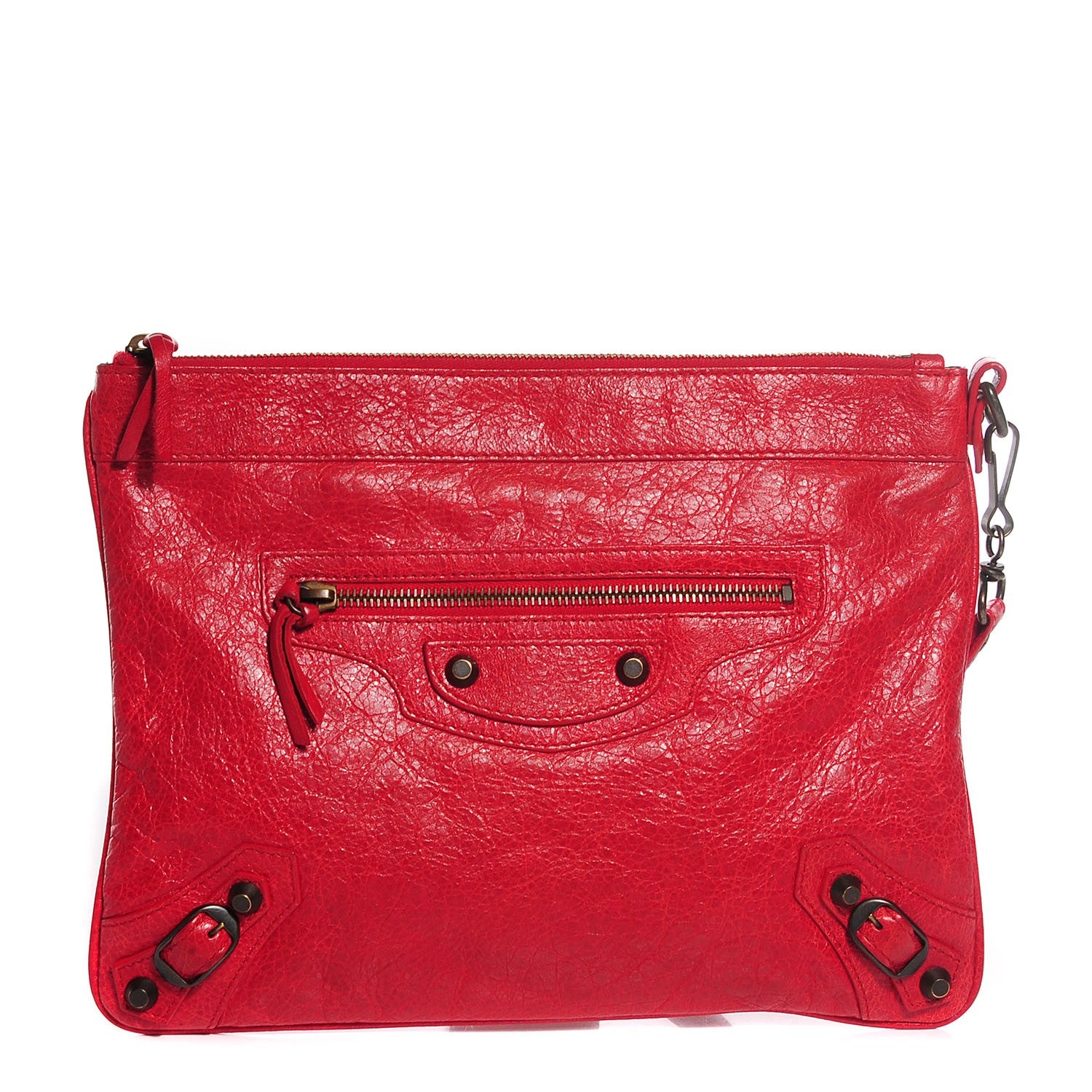 Balenciaga Agneau Classic Hardware Flat Handle Clutch Rouge Coquelicot 1 of 12
