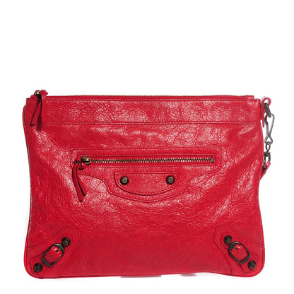 Balenciaga Agneau Classic Hardware Flat Handle Clutch Rouge Coquelicot 1 of 12