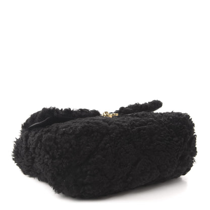 Chanel Shearling Sheepskin Large 19 Flap Black 4 of 11