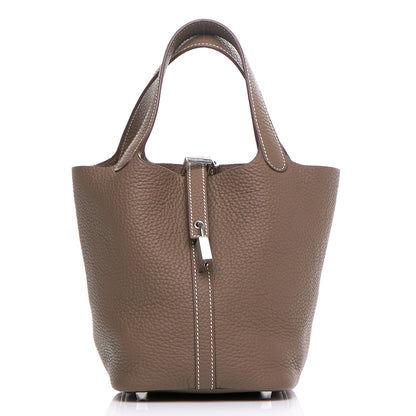 Hermes Taurillon Clemence Picotin Lock 18 PM Etoupe 1 of 9