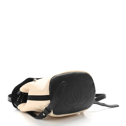 Chanel Crumpled Grained Calfskin Quilted Backpack Beige Ivory Black 4 of 10
