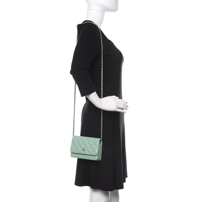 Chanel Lambskin Quilted Mini Wallet On Chain WOC Green 2 of 11