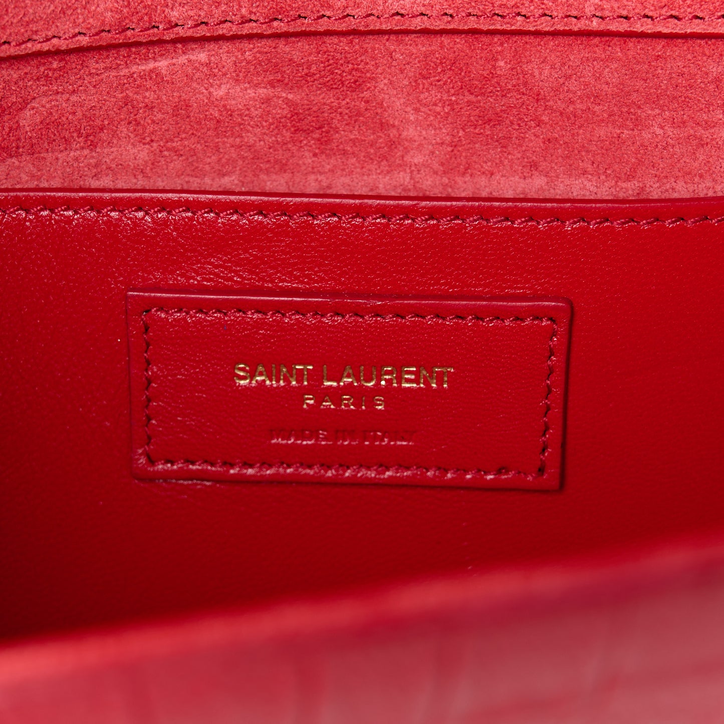 Calfskin Crocodile Embossed Classic Monogram Cassandre Clutch Red