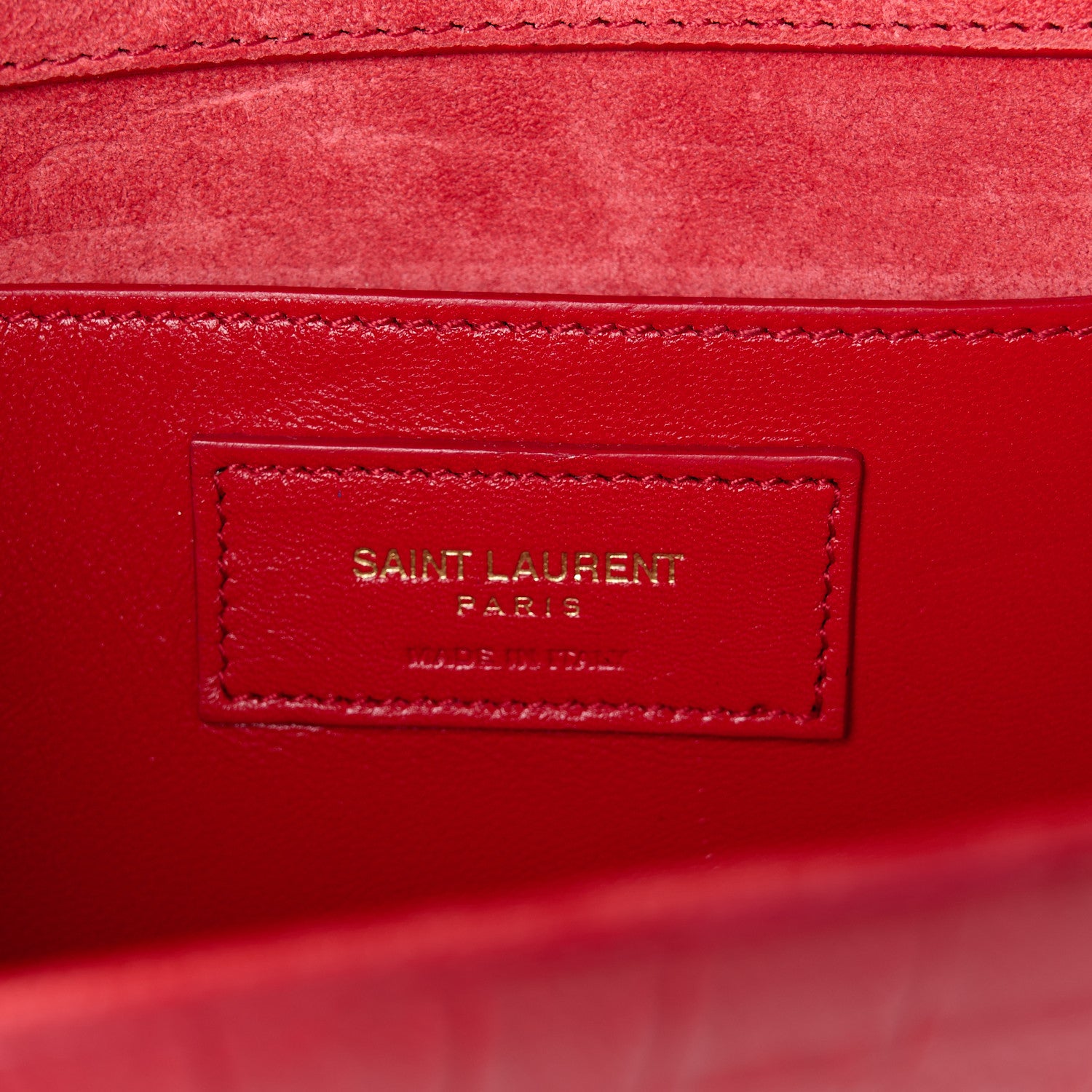 Saint Laurent Calfskin Crocodile Embossed Classic Monogram Cassandre Clutch Red 7 of 9