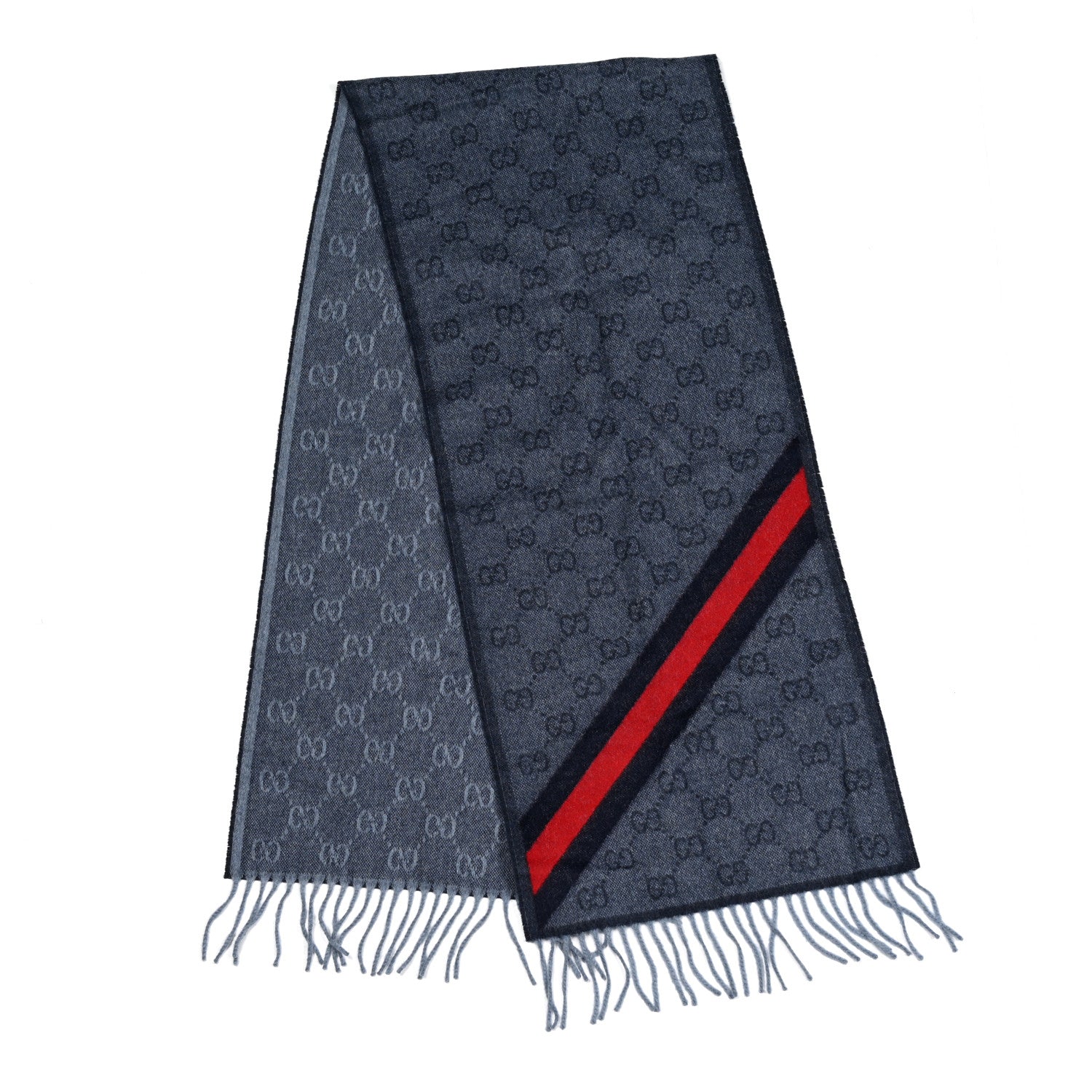 Gucci Wool Alpaca Monogram Web New Nikky Scarf Midnight Blue 2 of 5