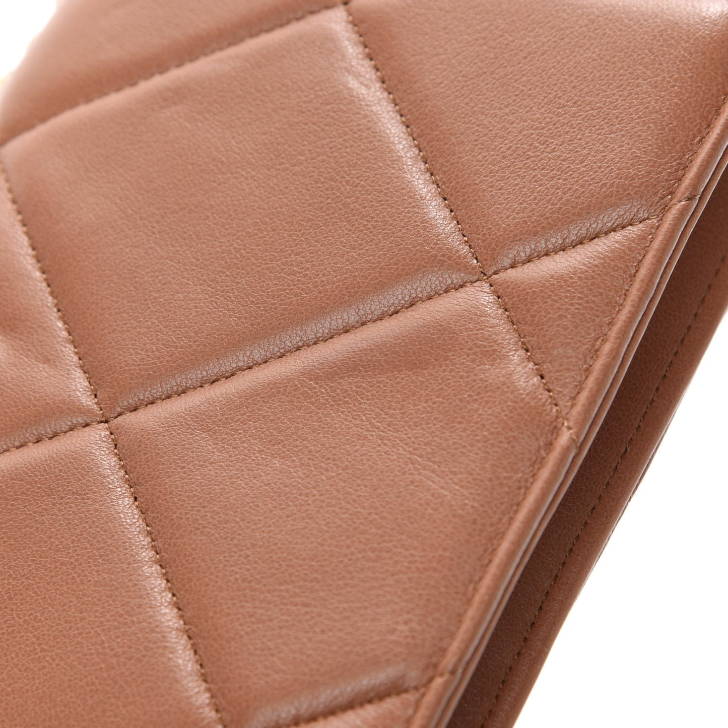 Lambskin Quilted 19 Wallet On Chain WOC Brown