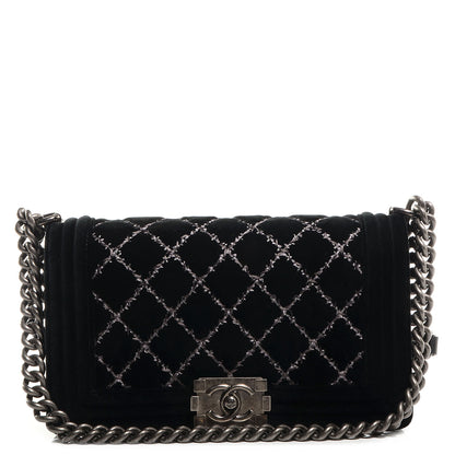 Chanel Velvet Quilted Medium Boy Flap Black 1 of 9