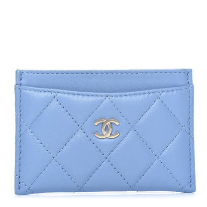 Chanel Lambskin Quilted Card Holder Light Blue 1 of 8