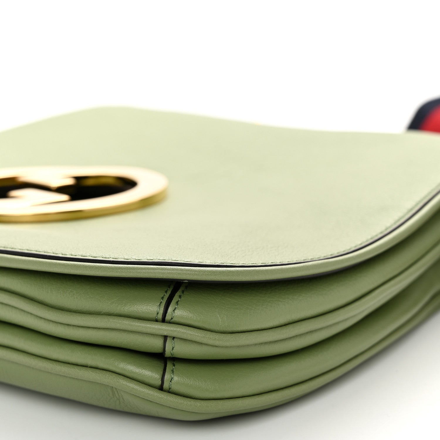 Gucci Roxy Calfskin Web Medium Blondie Top Handle Shoulder Flap Bag Salamander Green 11 of 12