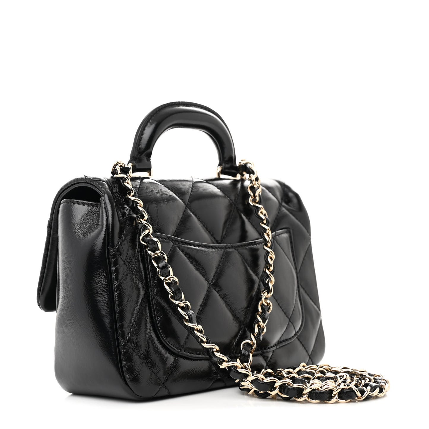 Shiny Lambskin Quilted Mini Coco Trip Flap Bag Black