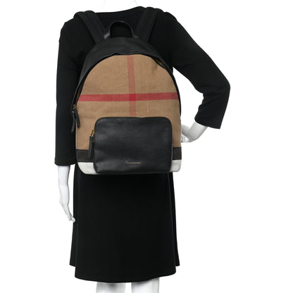 Burberry Mega Check Calfskin Abbeydale Simple Backpack Black Camel 2 of 9