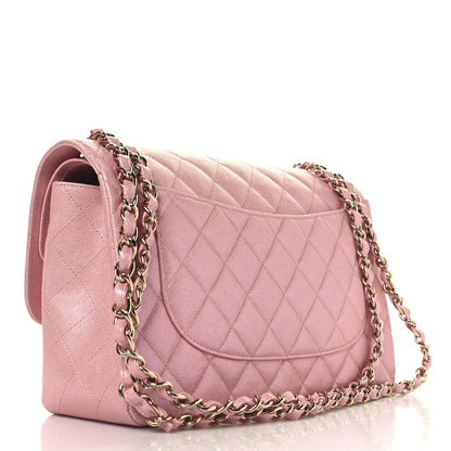 Chanel Iridescent Caviar Quilted Jumbo Double Flap Rose Pink 3 of 12