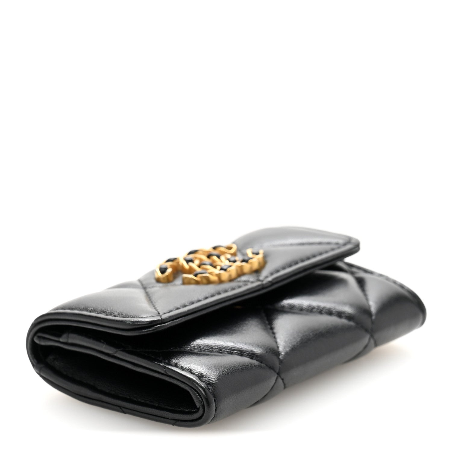 Chanel Lambskin Quilted Chanel 19 Flap Card Holder Black 4 of 12