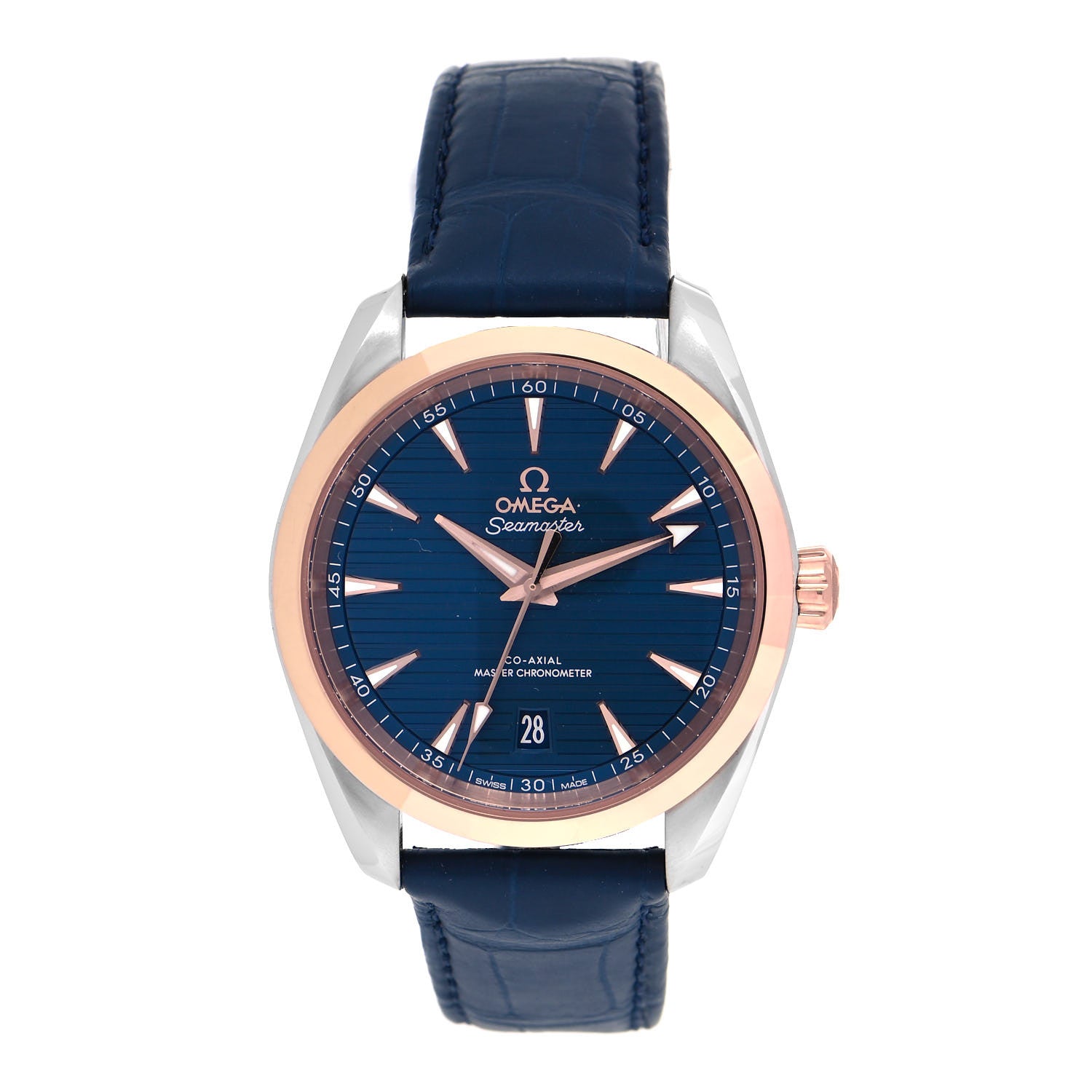 Omega Stainless Steel 18K Sedna Gold Alligator 38mm Seamaster Aqua Terra Co-Axial Automatic Watch Blue 220.23.38.20.03.001 1 of 5